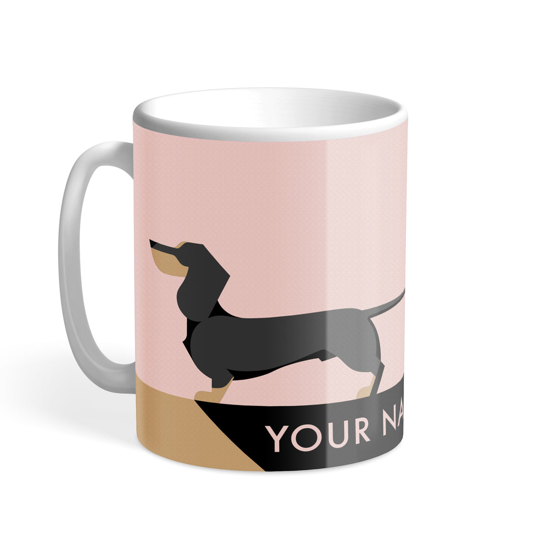 Black Dachshund Chroma Personalised Hound & Herringbone Mug