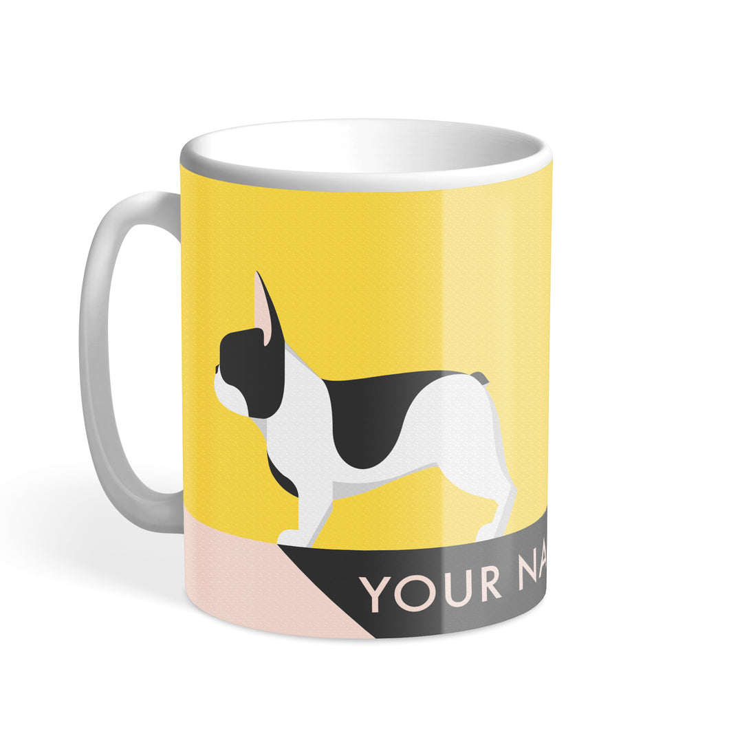 Black Piebald French Bulldog Chroma Personalised Hound & Herringbone Mug