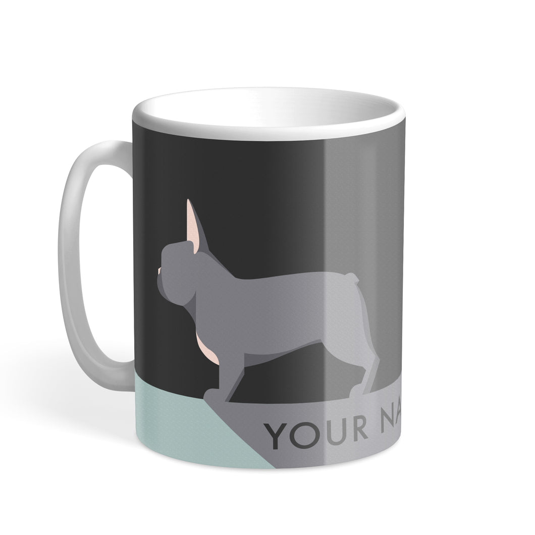 Blue French Bulldog Designer Personalised Hound & Herringbone Mug