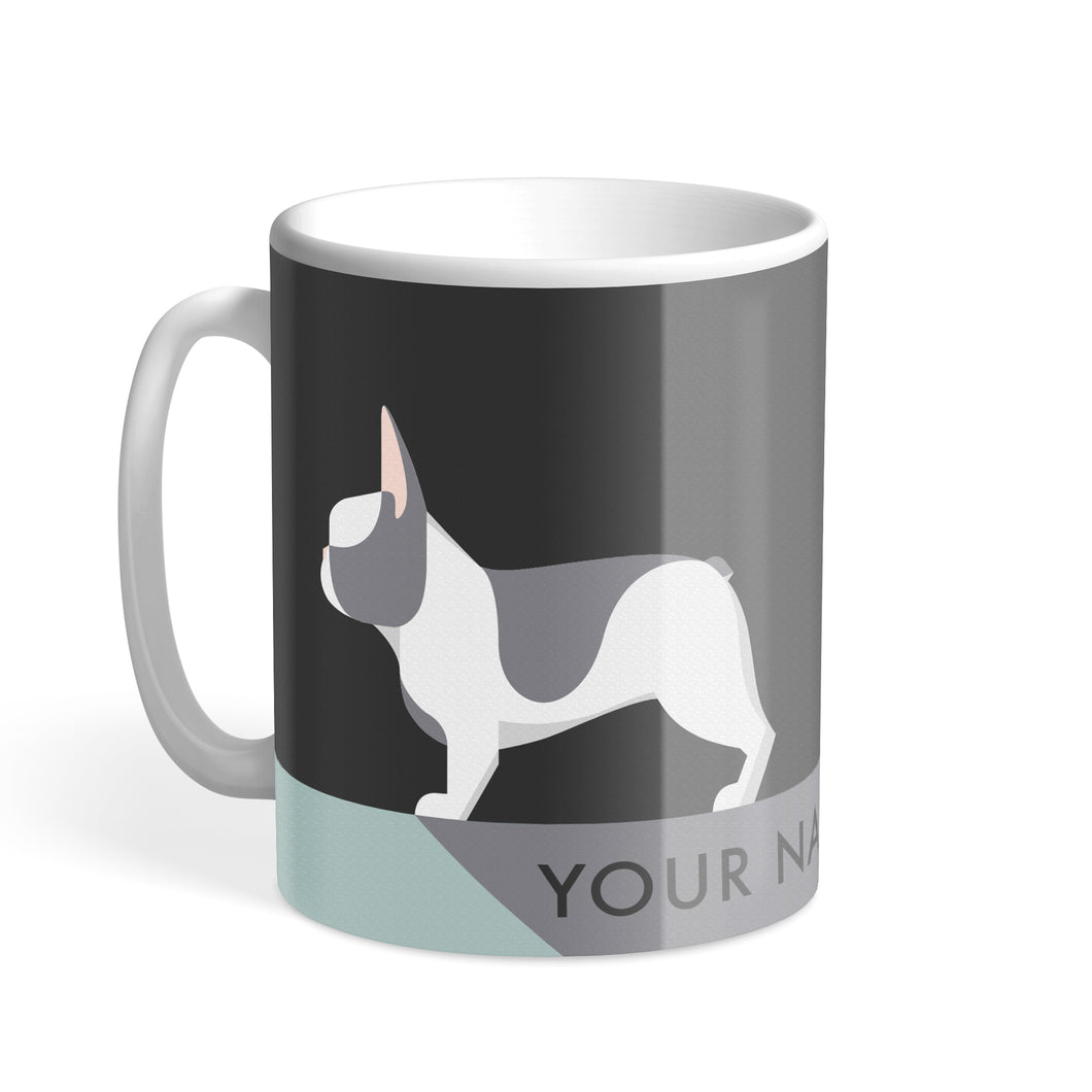Blue Piebald French Bulldog Designer Personalised Hound & Herringbone Mug