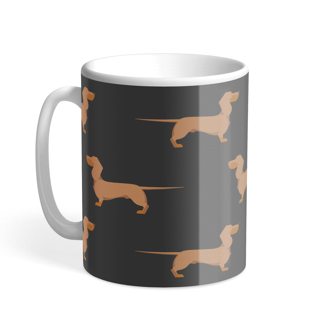 Red Dachshund Designer Hound & Herringbone Mug