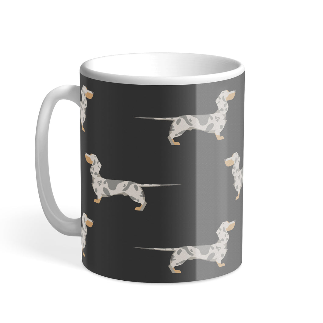 Silver Dapple Dachshund Designer Hound & Herringbone Mug